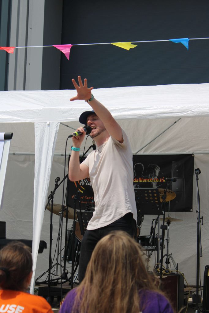 Rob Bradley (aka Jack Flash) driving force behind CUT Music performing at the official launch of Music Box IV